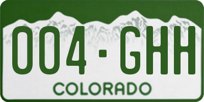 CO license plate 004GHH