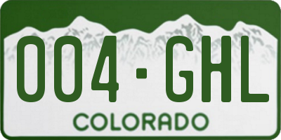 CO license plate 004GHL