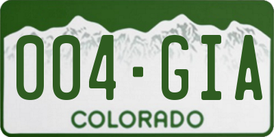 CO license plate 004GIA