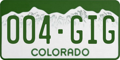 CO license plate 004GIG