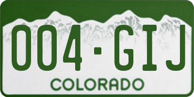 CO license plate 004GIJ