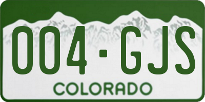 CO license plate 004GJS