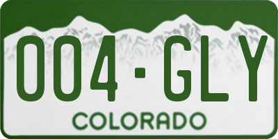 CO license plate 004GLY