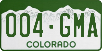 CO license plate 004GMA