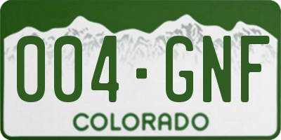 CO license plate 004GNF