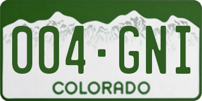 CO license plate 004GNI