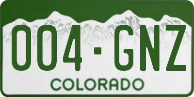 CO license plate 004GNZ