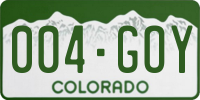 CO license plate 004GOY