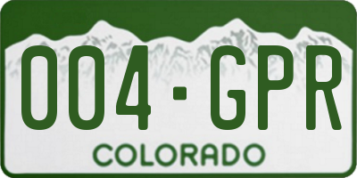 CO license plate 004GPR