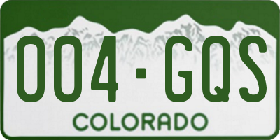 CO license plate 004GQS