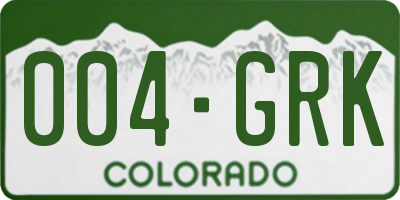 CO license plate 004GRK