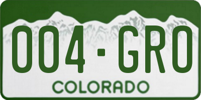 CO license plate 004GRO