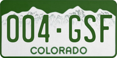 CO license plate 004GSF