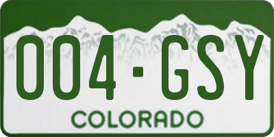 CO license plate 004GSY
