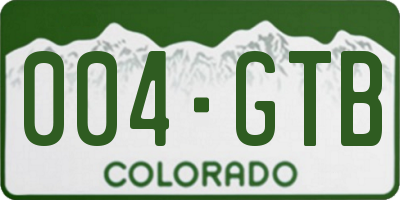 CO license plate 004GTB
