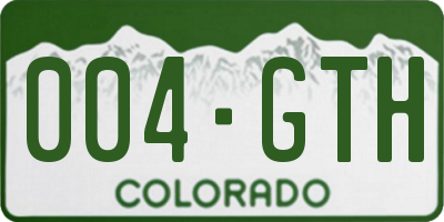CO license plate 004GTH