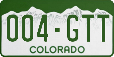 CO license plate 004GTT