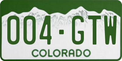 CO license plate 004GTW