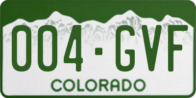 CO license plate 004GVF