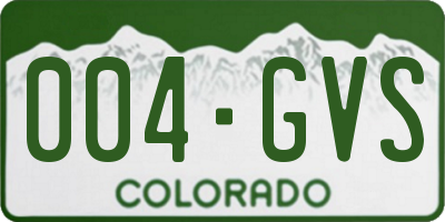 CO license plate 004GVS