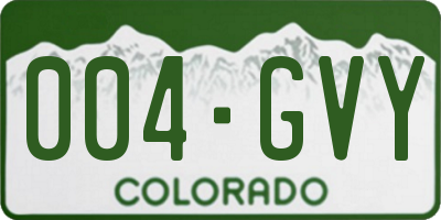 CO license plate 004GVY