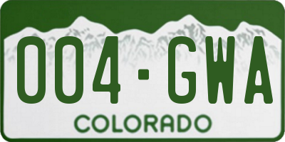 CO license plate 004GWA