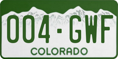 CO license plate 004GWF