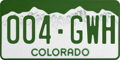CO license plate 004GWH