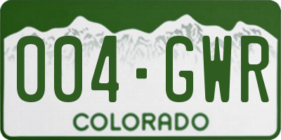 CO license plate 004GWR