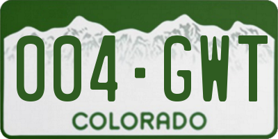 CO license plate 004GWT