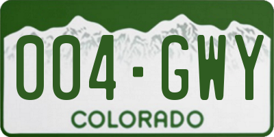CO license plate 004GWY