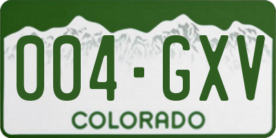 CO license plate 004GXV