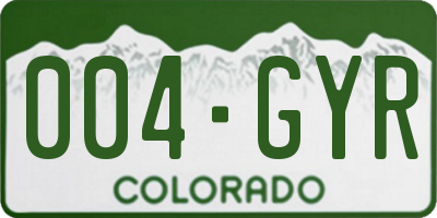 CO license plate 004GYR