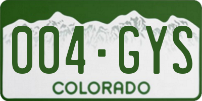 CO license plate 004GYS