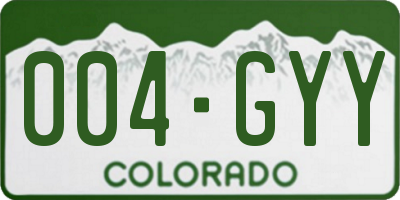 CO license plate 004GYY