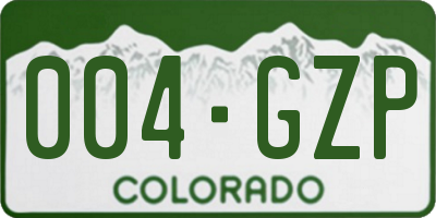 CO license plate 004GZP