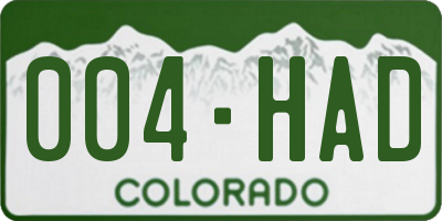 CO license plate 004HAD