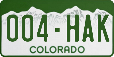 CO license plate 004HAK