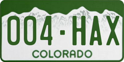 CO license plate 004HAX