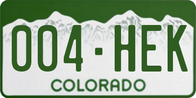 CO license plate 004HEK