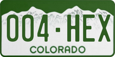 CO license plate 004HEX