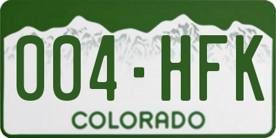 CO license plate 004HFK