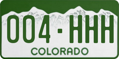 CO license plate 004HHH