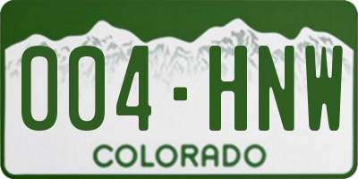 CO license plate 004HNW