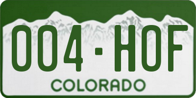CO license plate 004HOF
