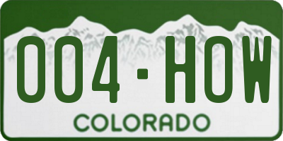 CO license plate 004HOW