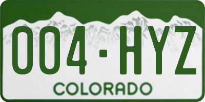 CO license plate 004HYZ