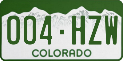 CO license plate 004HZW