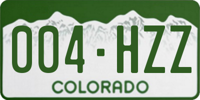 CO license plate 004HZZ