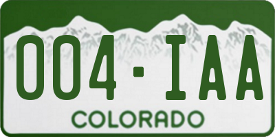 CO license plate 004IAA